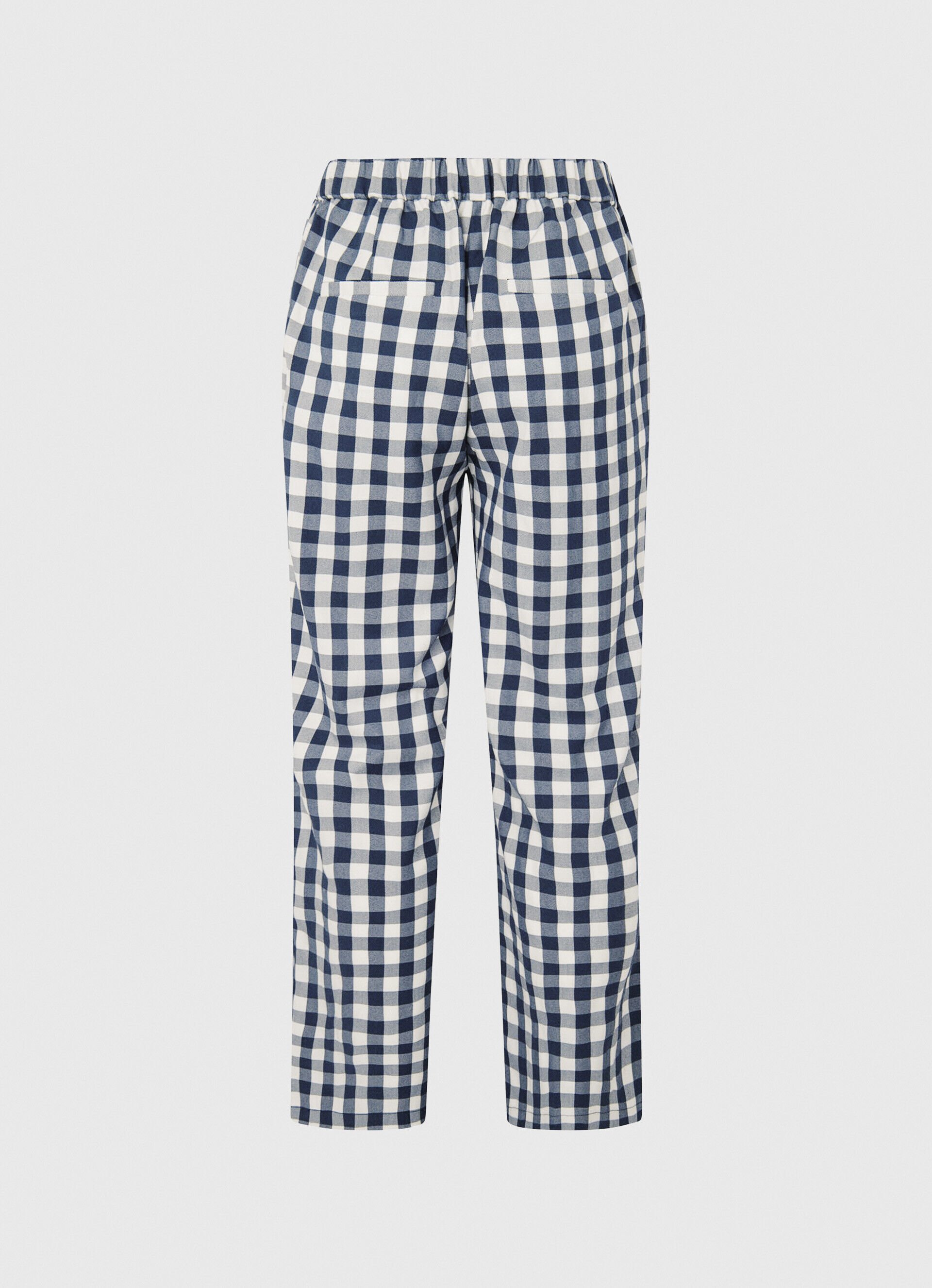 Calça reta com estampa xadrez vichy - multicolorida