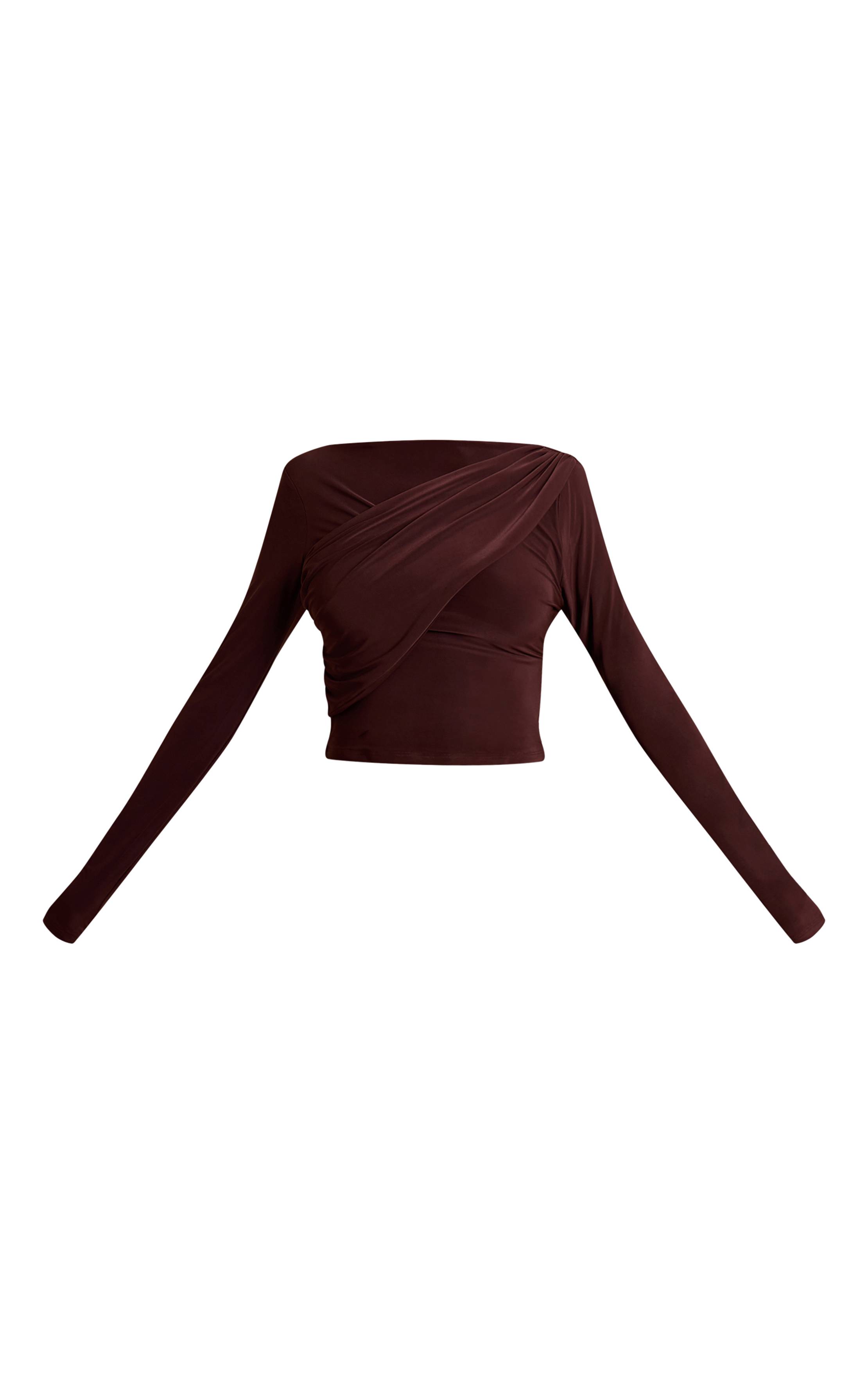 Chocolat Haut Drapé Double Couche En Tissu Slinky