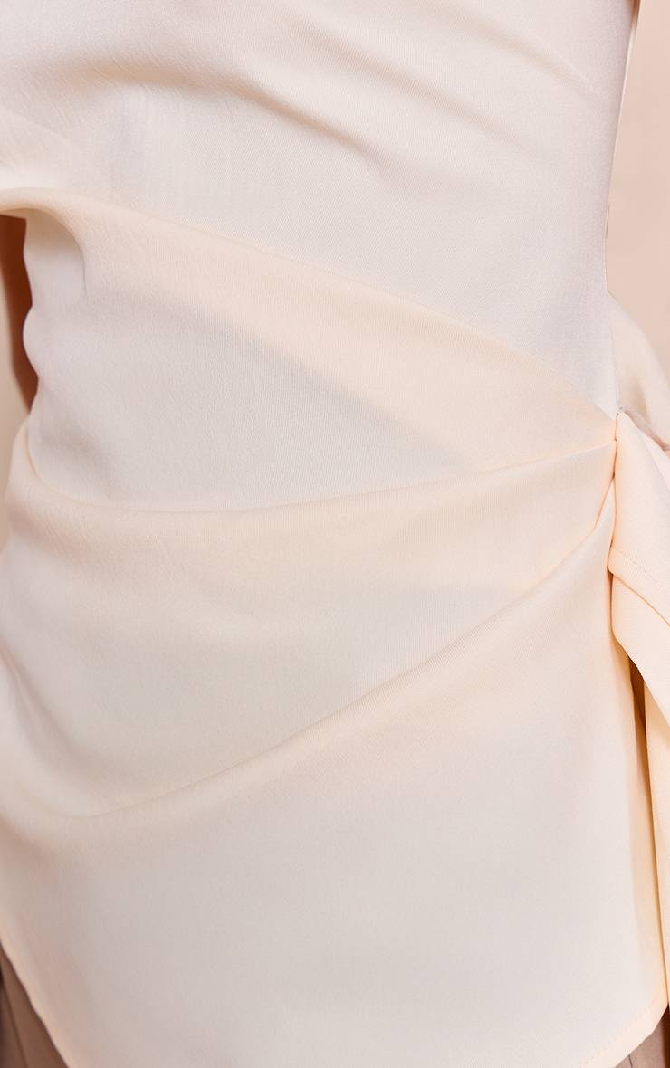 Buttermilk Haut Drapé Asymétrique En Tissu Tissé Couleur Lait De Beurre