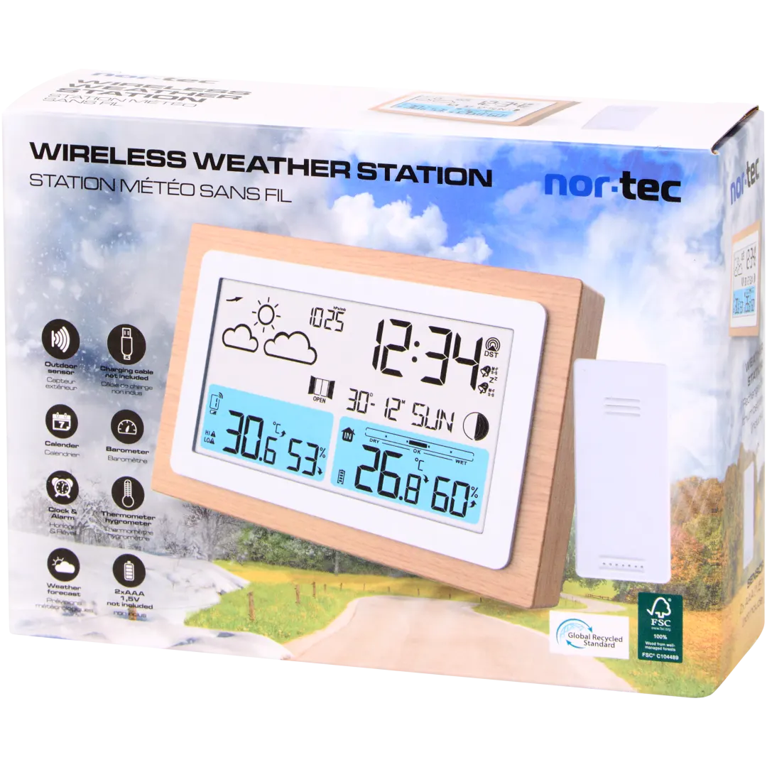 Nor-Tec draadloos weerstation 15 x 2,5 x 10 cm