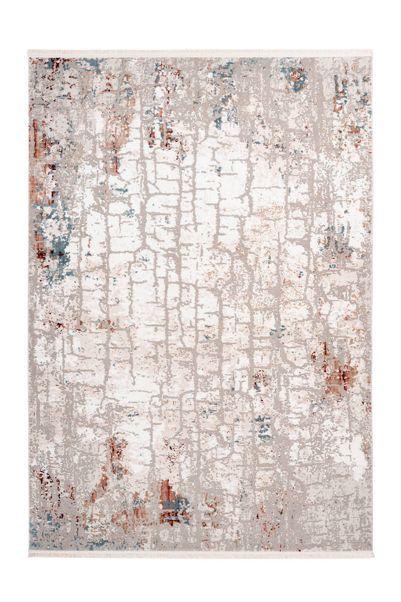 Fransenteppich AKROPOLIS 125 - grau-lachsrosa - 80x150 cm