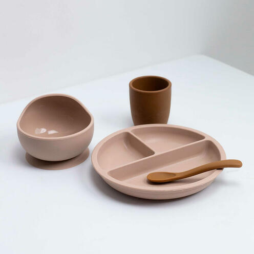 Coffret repas 4 pièces silicone - Sable et caramel - TROIS KILOS SEPT