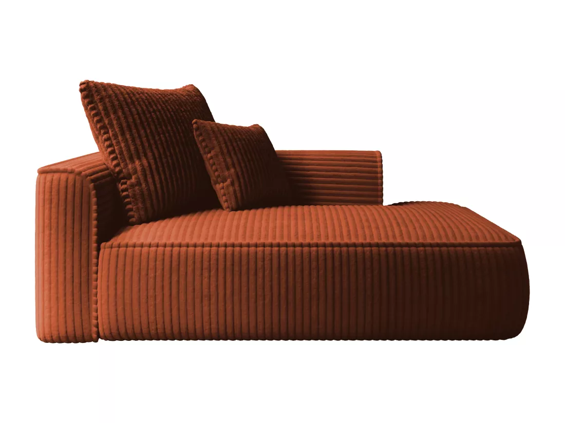 Méridienne droite en velours côtelé grosses côtes terracotta PINETA