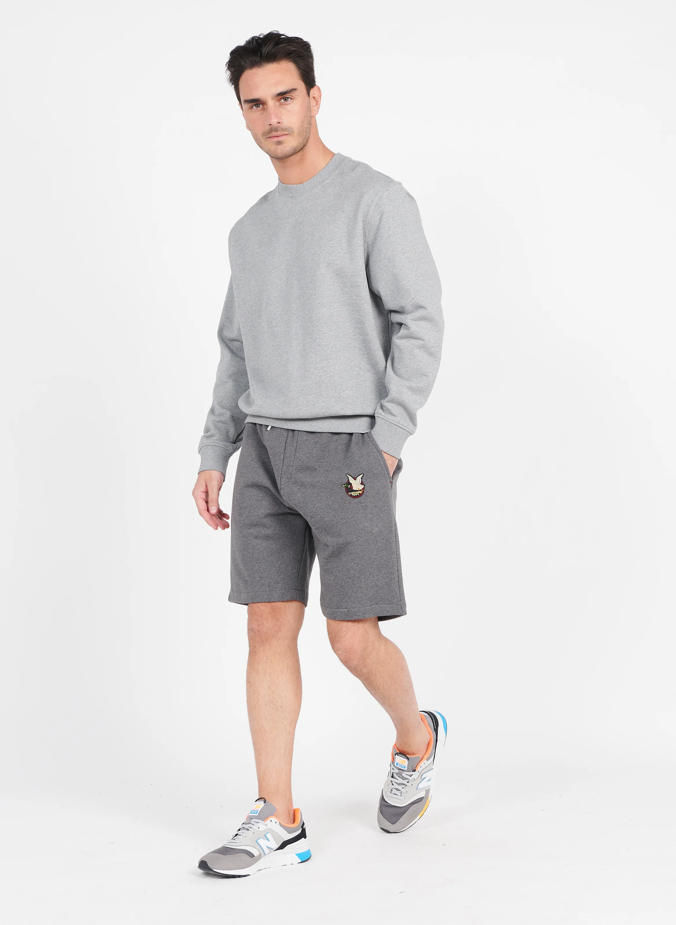 ISS22MSWE01 - Sweat col rond regular-fit en coton| Gris