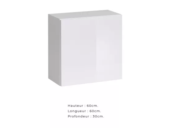 Ensemble de meubles design de salon SWITCH V, coloris blanc et chêne. Finitions blanc brillant et chêne fraisé.