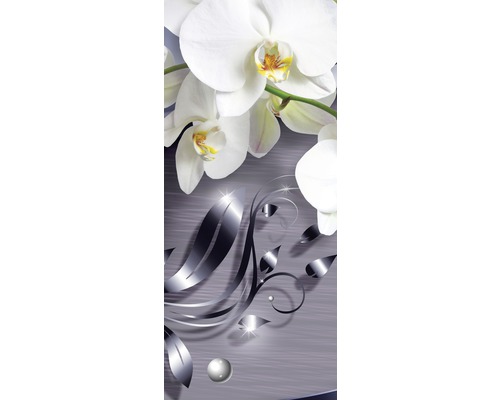 Vinyl fotobehang 2159 SKT, zelfklevend deurbehang, witte orchidee, 1-delig, 91 x 211 cm