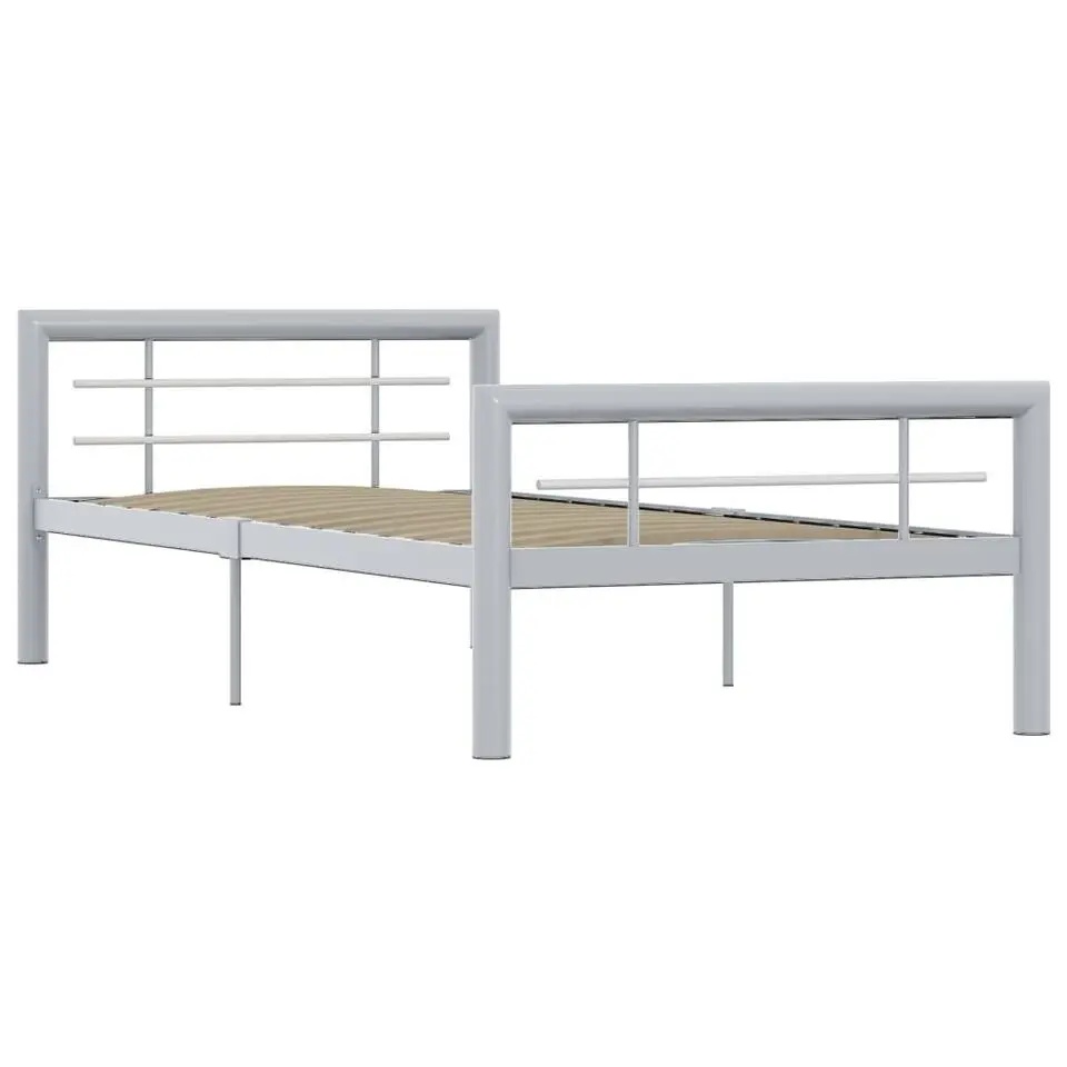 vidaXL - Bed frame - Grijs en wit - Metaal - 90x200 cm