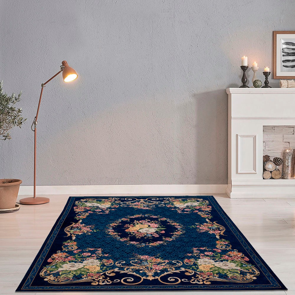 THEKO Teppich »Flomi Floral« rechteckig 3 mm Höhe gewebt, Blumen Design, ideal im Wohnzimmer & Schlafzimmer