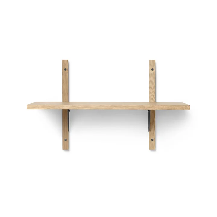Ferm Living - Sector Wandregal single, 54 cm, Eiche / Messing schwarz