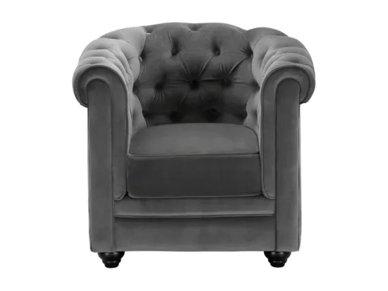 Canapé 3 places et fauteuil CHESTERFIELD - Velours anthracite