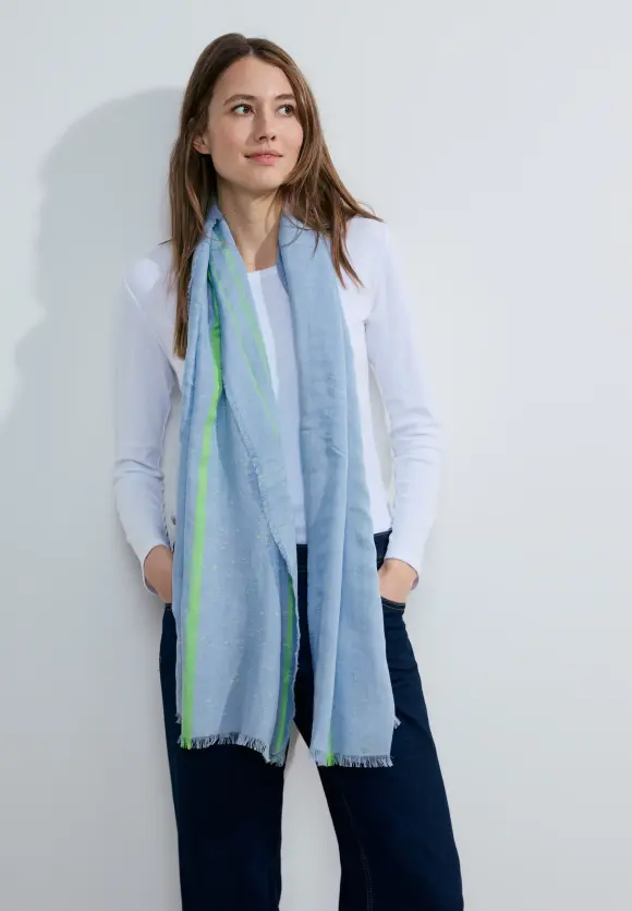 Schal mit Fransen - soda blue