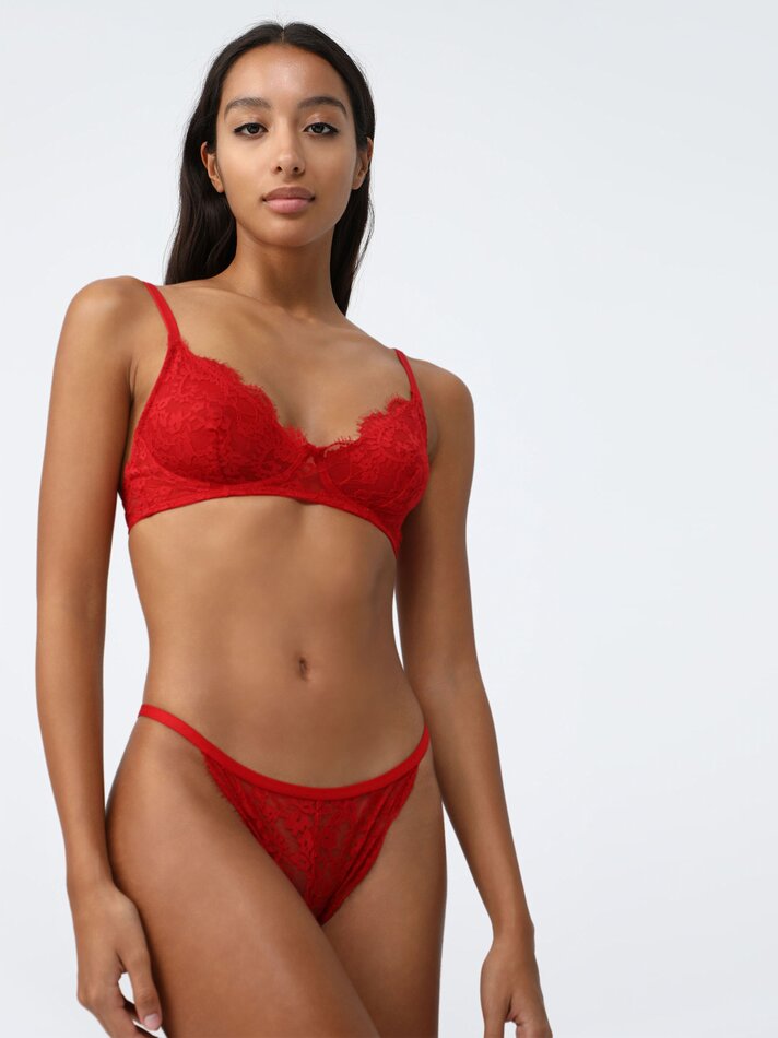 Conjunto com 2 calcinhas de renda - Vermelhas
