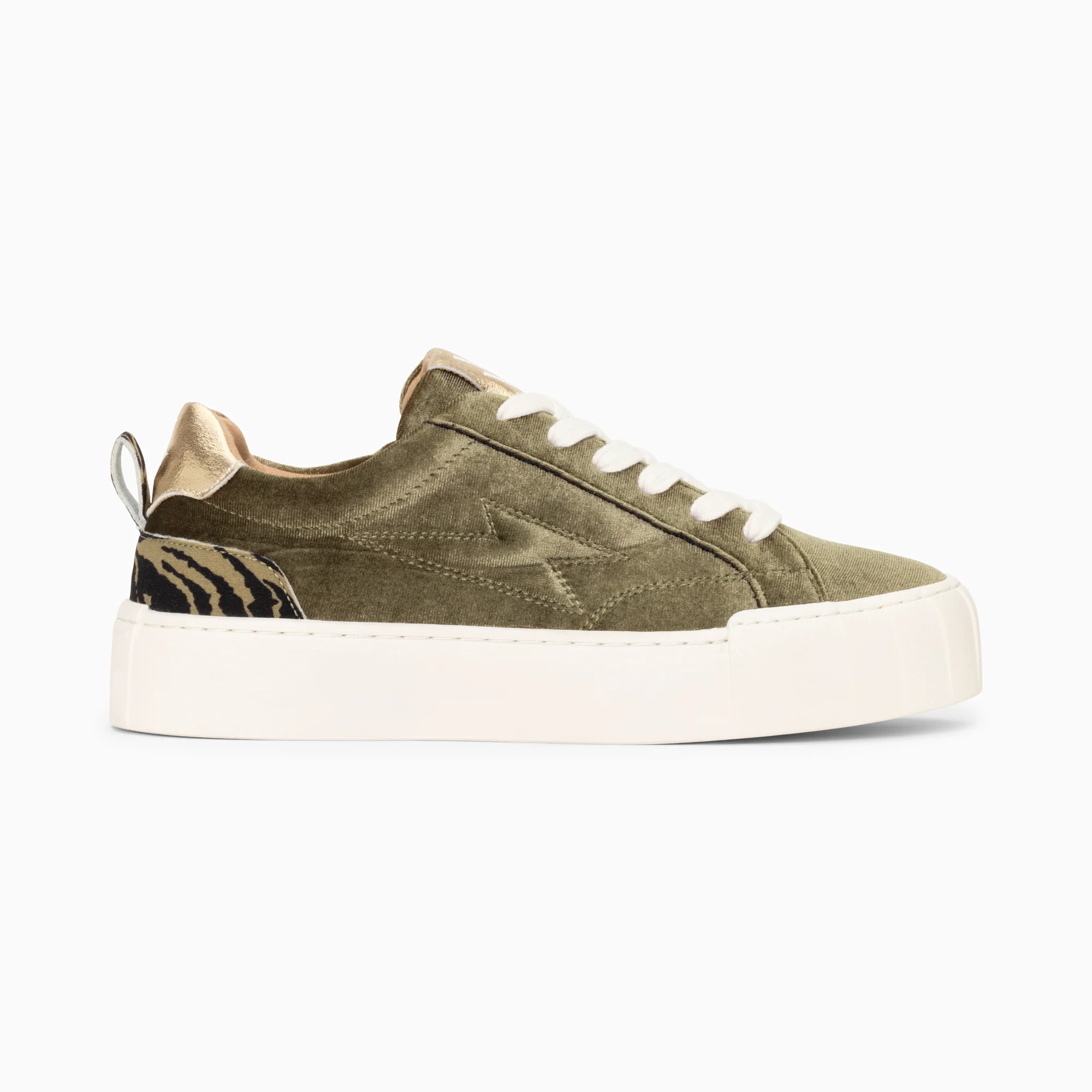 Sneakers-Baskets éclair Jessie kaki à lacets