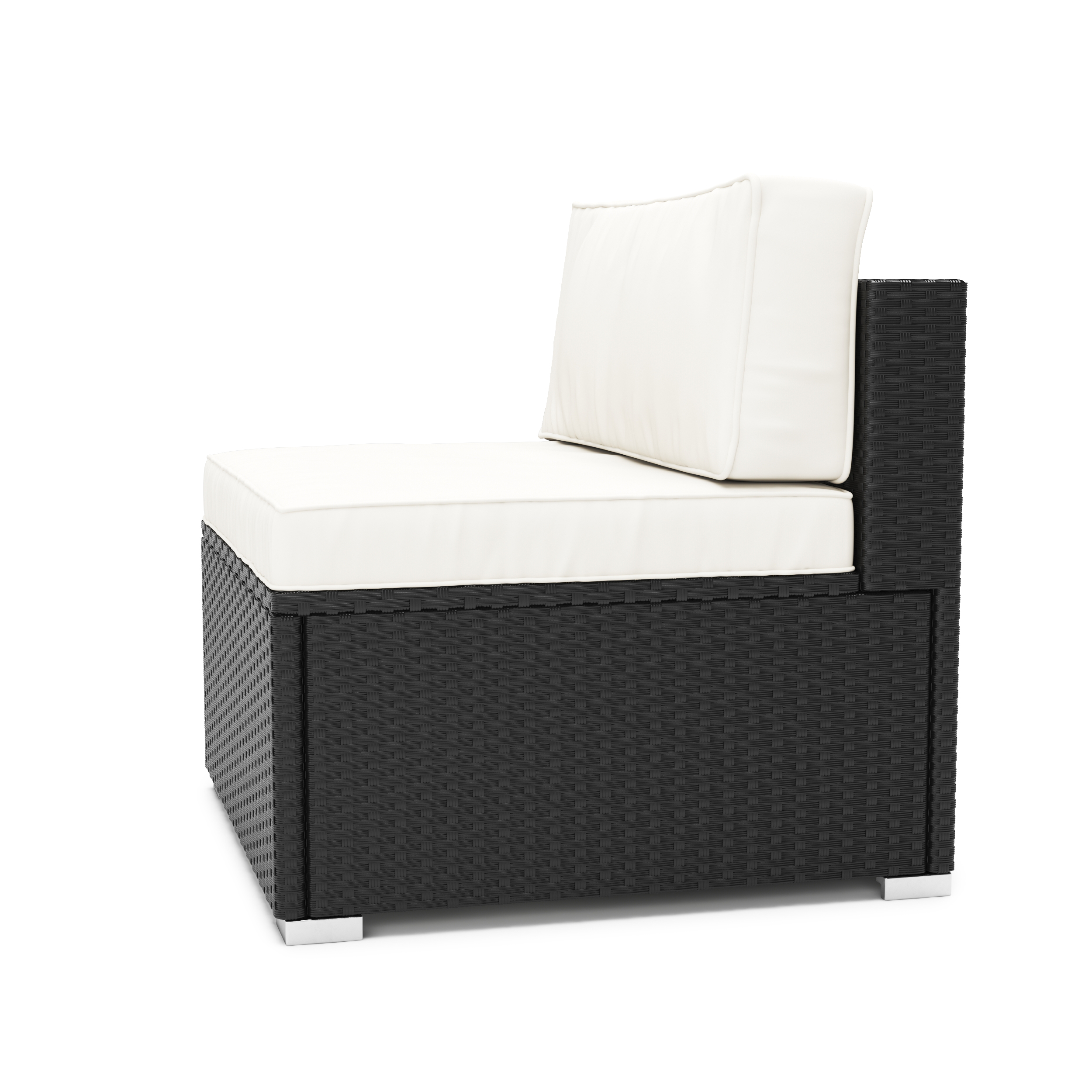 Mittelteil Rattanlounge KRETA schwarz/weiss