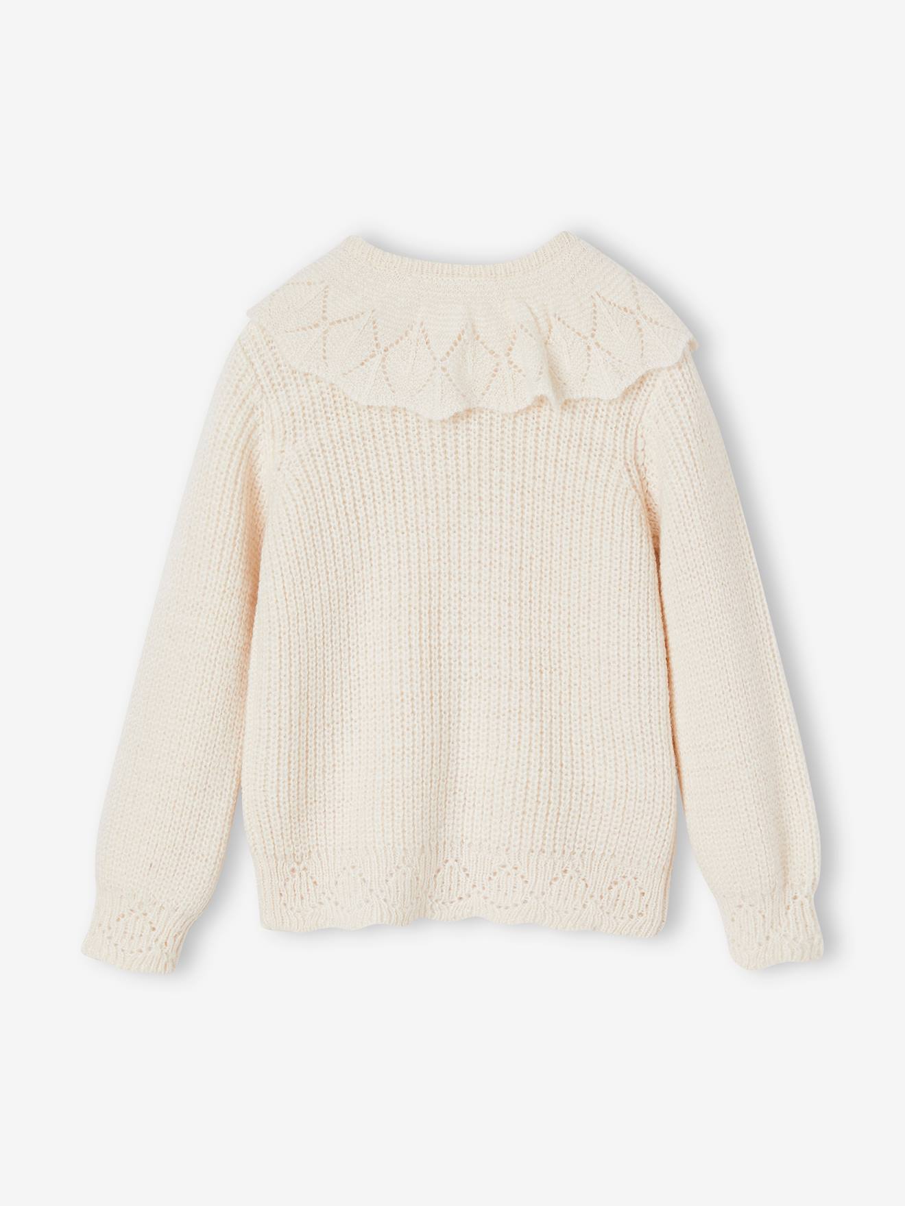 Suéter elegante com gola vazada e cachecol para meninas, maquiagem bege