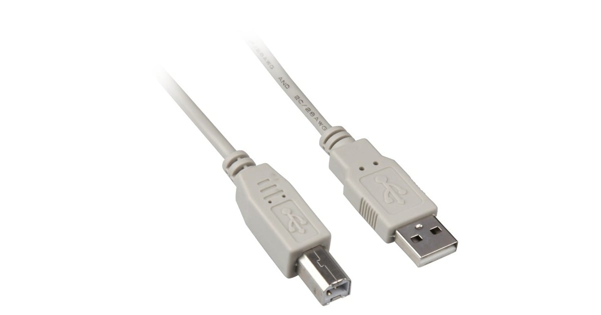 SharkoonUSB-A 2.0 > USB-B kabel  (Grijs, 0,5 meter)