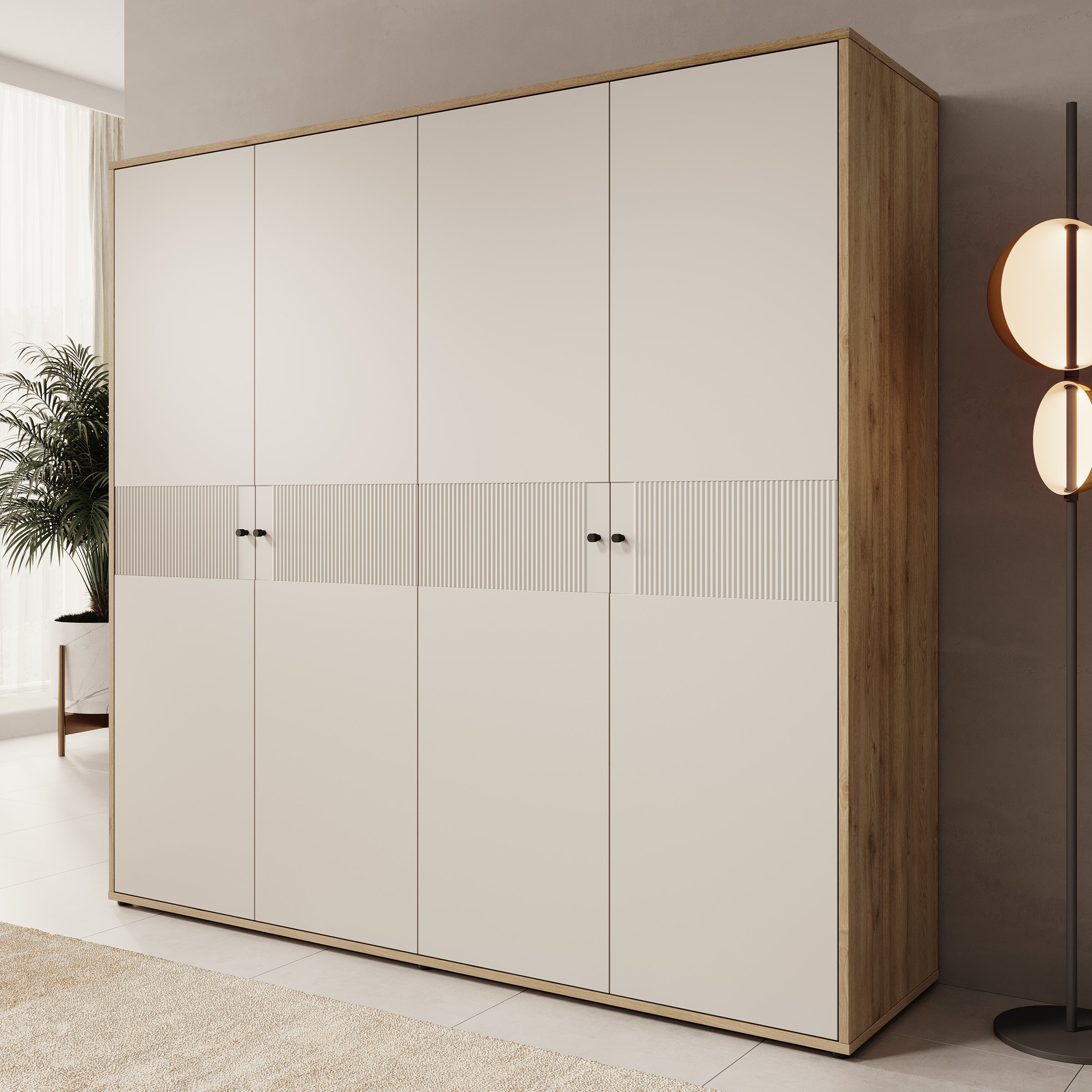 Riggs - Kledingkast 4-deurs - Beige - 224x59x213 cm