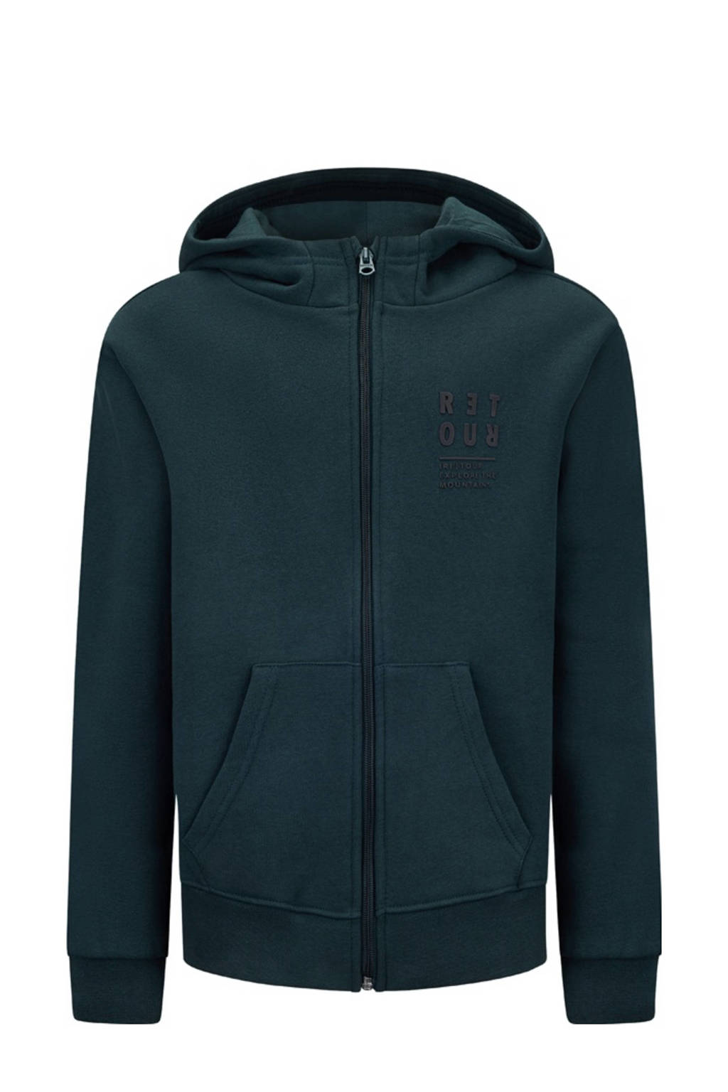 Retour Jeans sweatvest Asher met printopdruk donkergroen