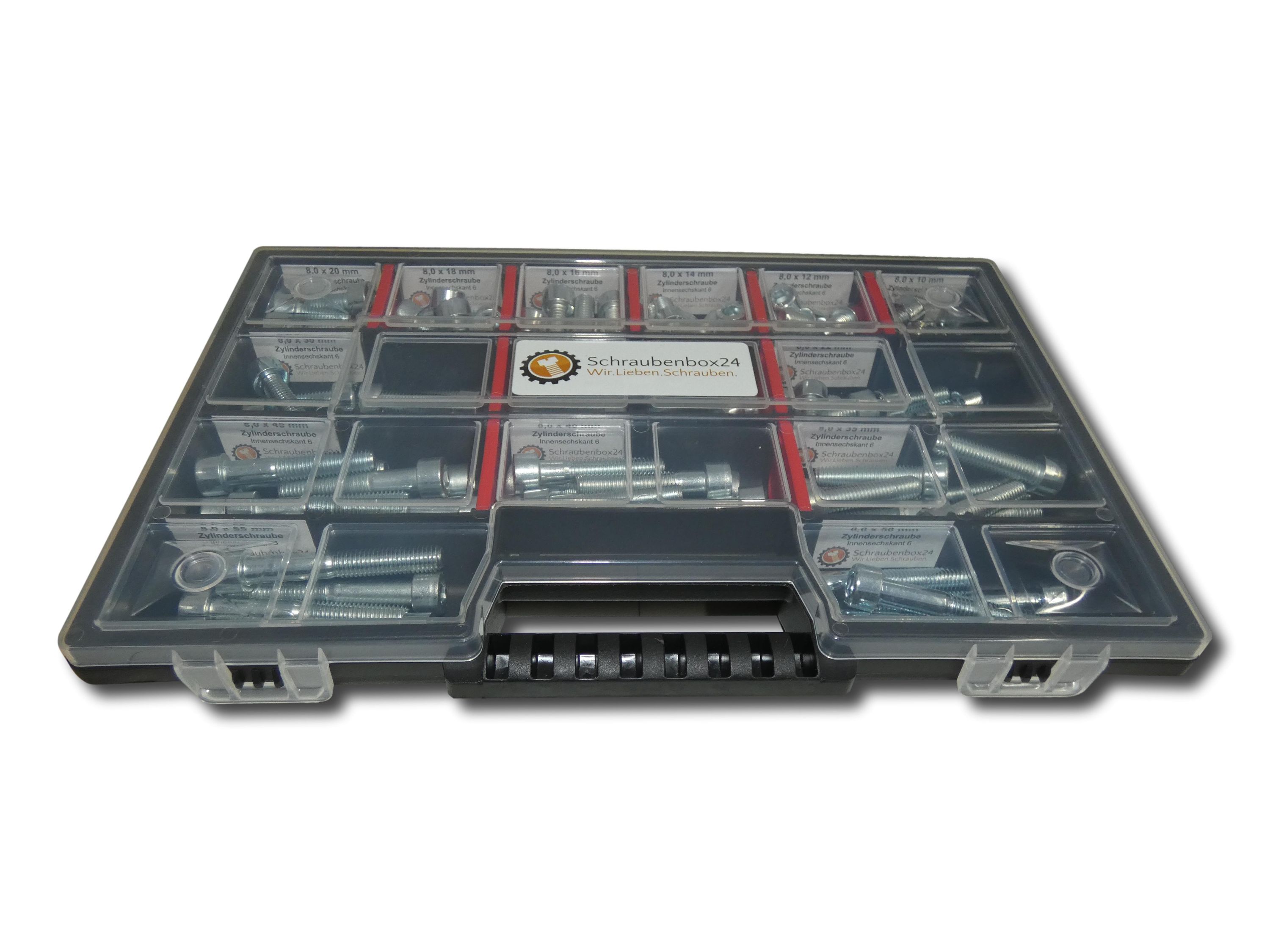 130 tlg Zylinderschrauben Sortiment M8 // 10mm-55mm Schrauben Set Schraubenbox DIN 912/ISO4762 Bolzen Vollgewindeschrauben Maschinenschrauben Gewindeschrauben Zylinderkopfschrauben