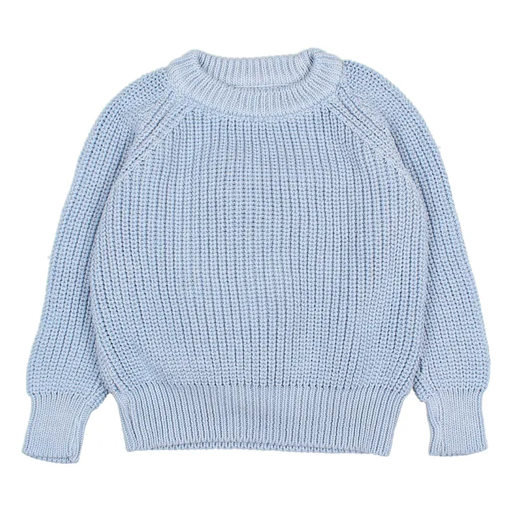 Búho Pull Uni Coton Bio | Bleu ciel