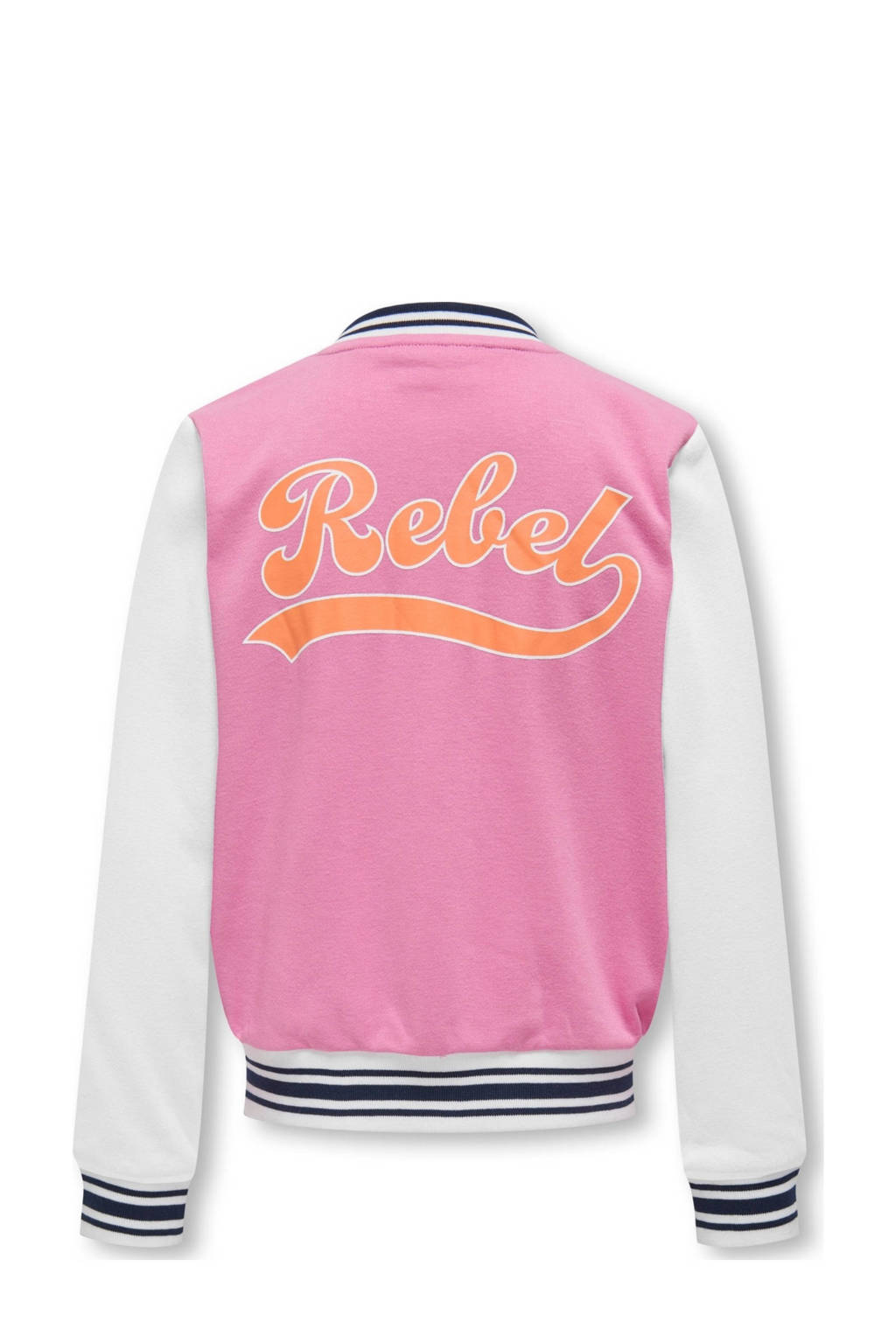 ONLY sweatvest KOGCONNIE met backprint roze/wit