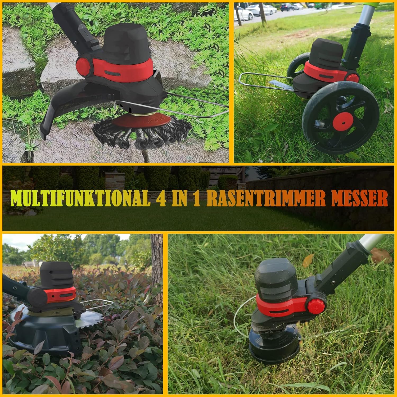 Rasentrimmer Mit Akku Und Unkrautbürste Für Makita-Akkus (2X 4.0AH, Brushless, 30CM Schnittbreite) 160CM Teleskopisch Freischneider 4 in 1 Messer Trimmer