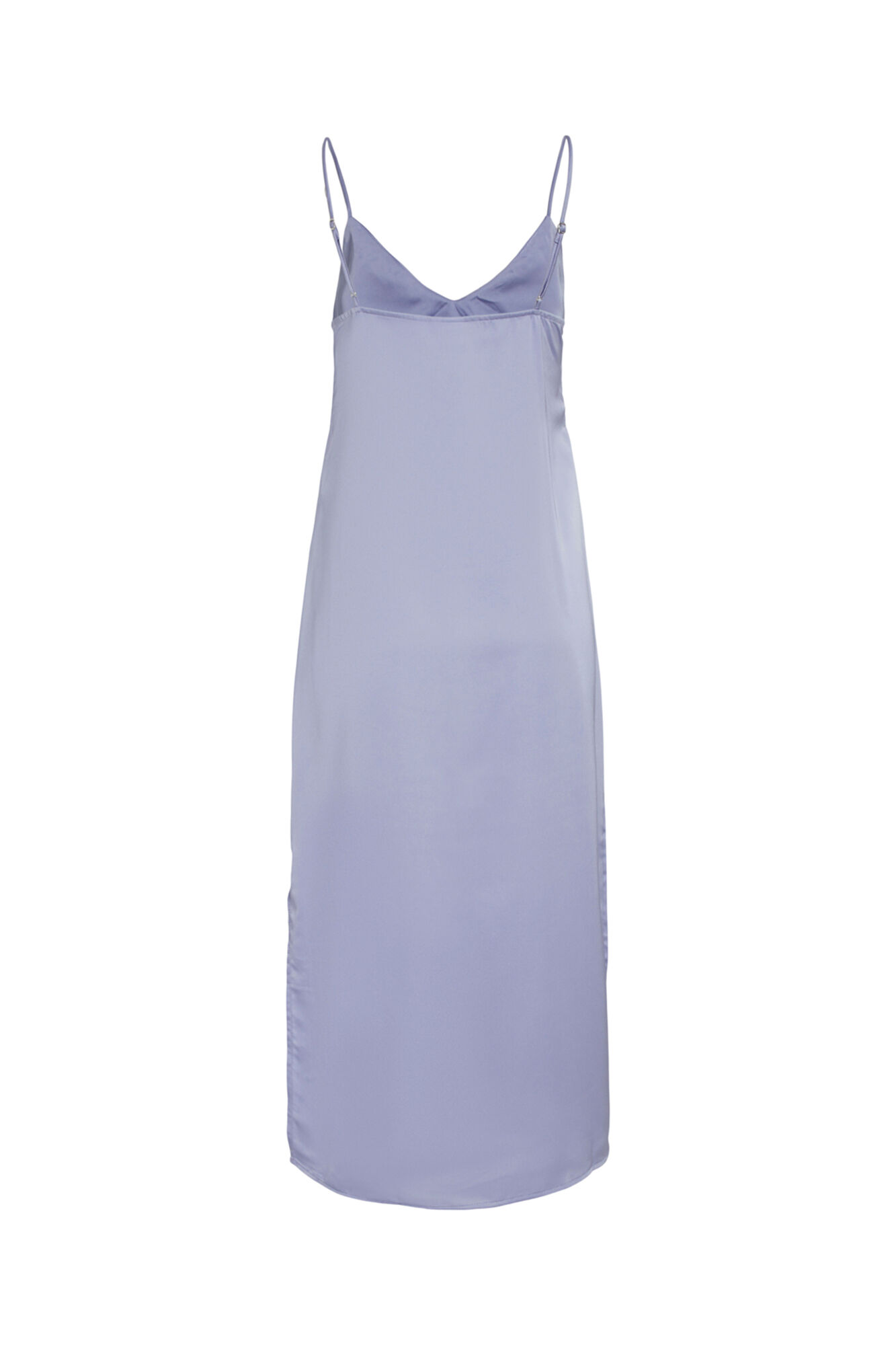 Vestido longo de cetim com alças - Lilás