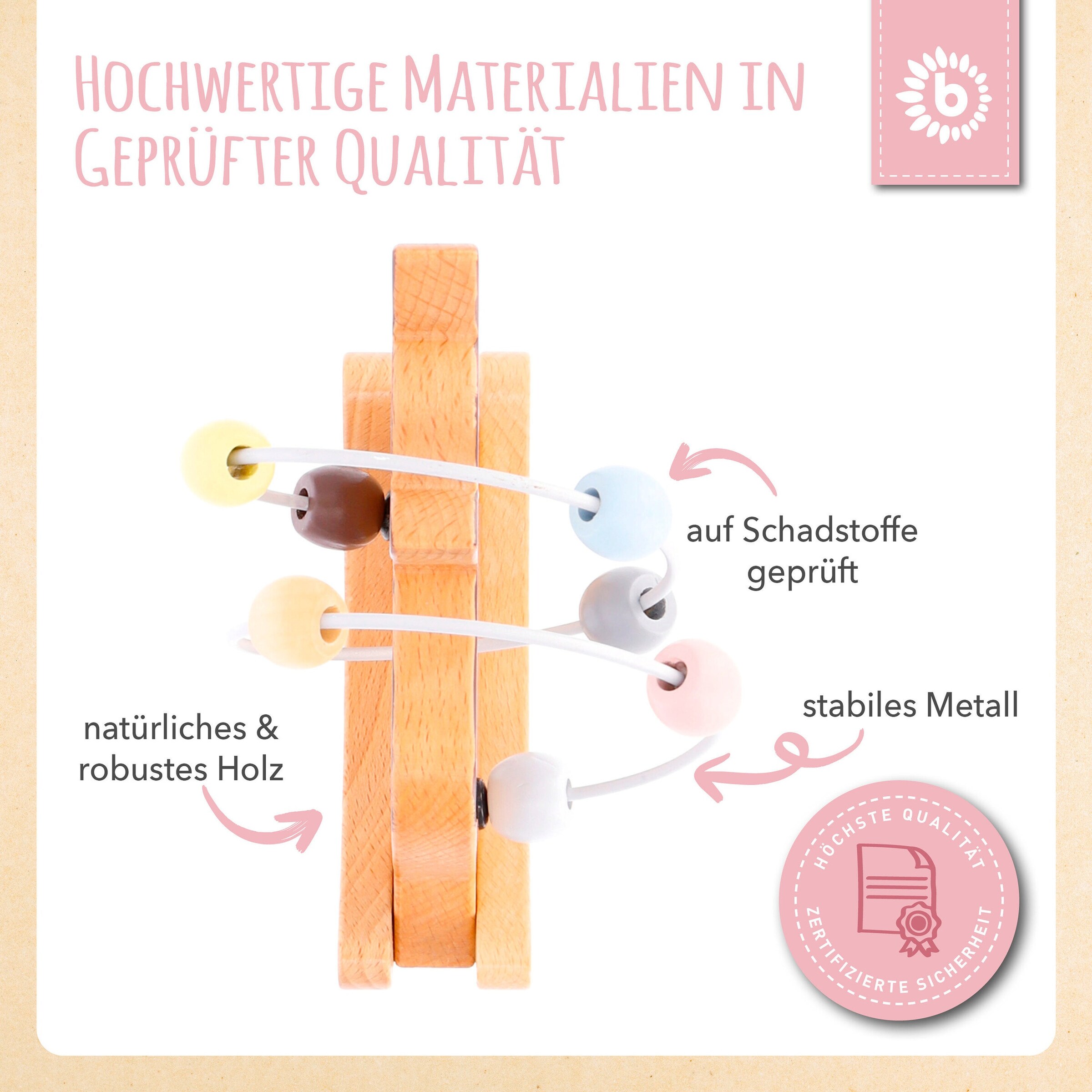 Bieco Motorikschleife Reh mit Wippe - ab 12 Monate Mehrfarbig