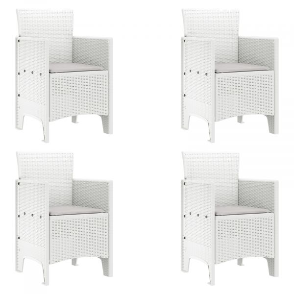 vidaXL Cadeiras de Jardim com Almofadas 4 Peças Rattan Branco - 372217482