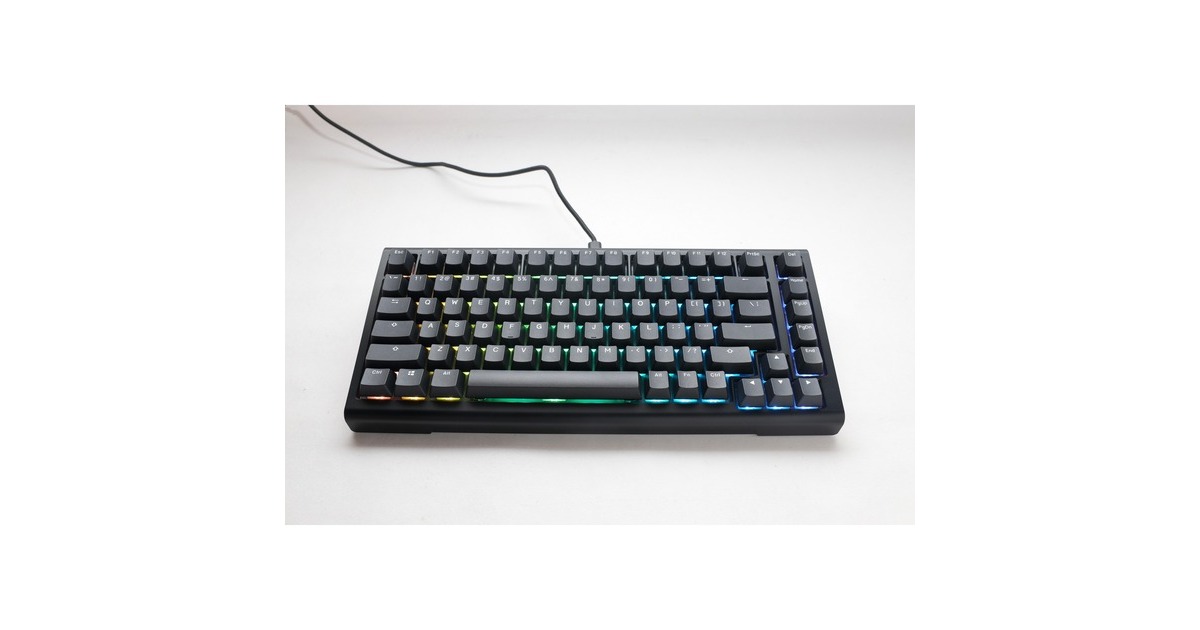 DuckyProjectD Tinker 75 met QMK/VIA, toetsenbord  (Zwart/wit, US lay-out, Cherry MX Blue, RGB led, Double-shot PBT, Hot-swappable, Gasket mount, 75%)