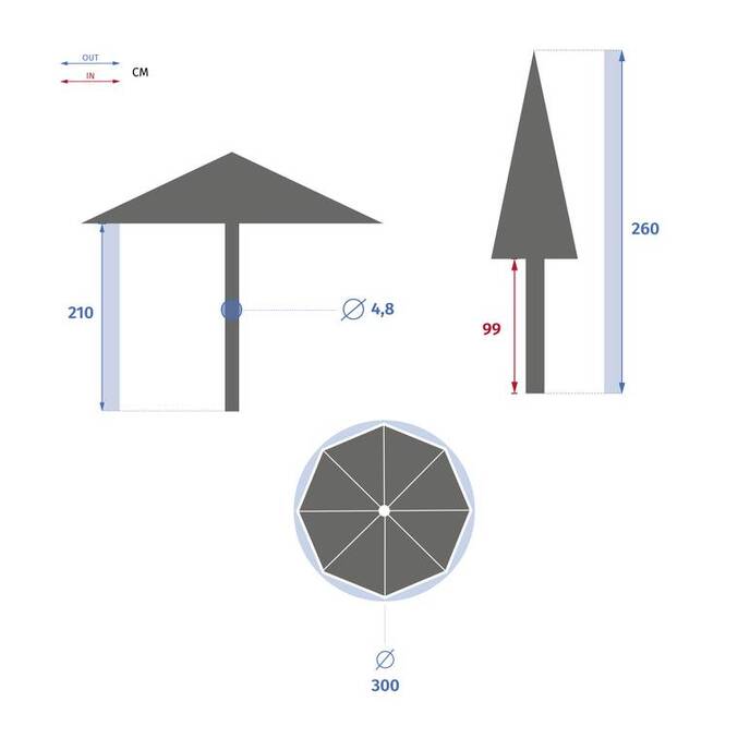 Parasol droit rond TINAEI Taupe