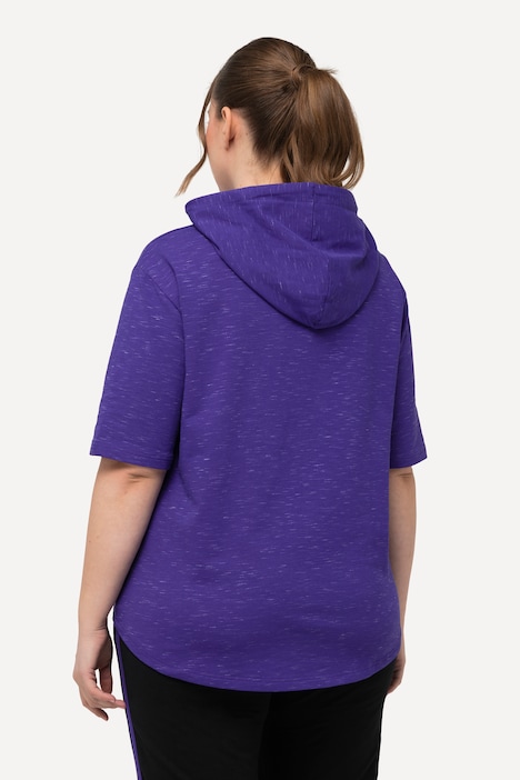 Sweatshirt, Zipptasche, Oversized, Kapuze, Halbarm
