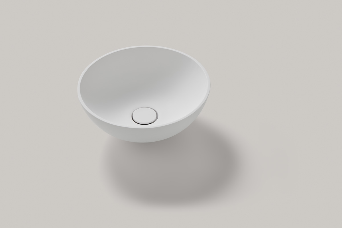 Resigres Lavabo 1331 waskom rond 40x15cm solid surface wit
