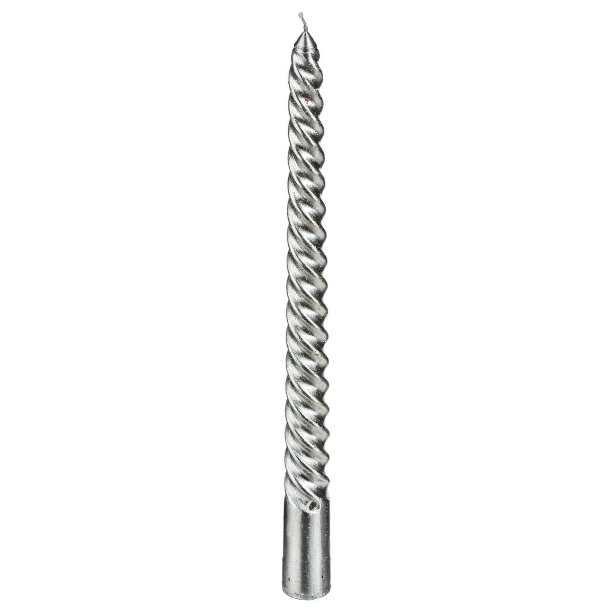 BOUGIE BATON X4 PIECES PAILLETTE TWIST ARGENT 48G
