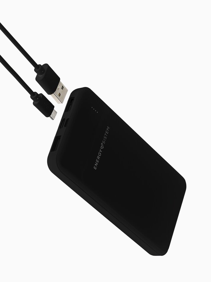 Bateria portátil, 4 cargas, 10000 mAh - Preta