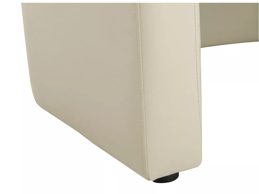 Fauteuil cabriolet et pouf en simili beige JOVANA