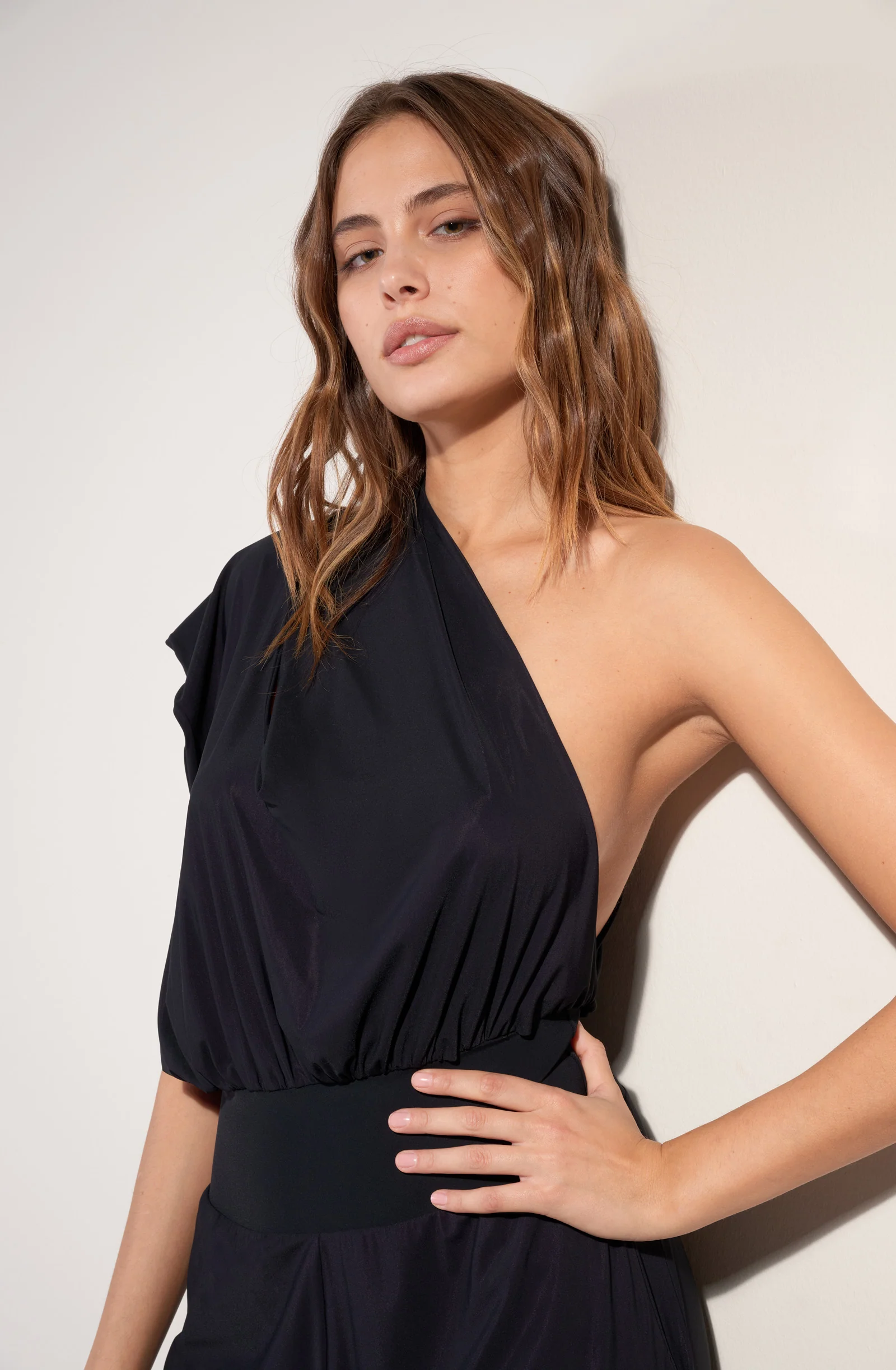 maissa Combinaison pantalon en voile extensible noir Noir