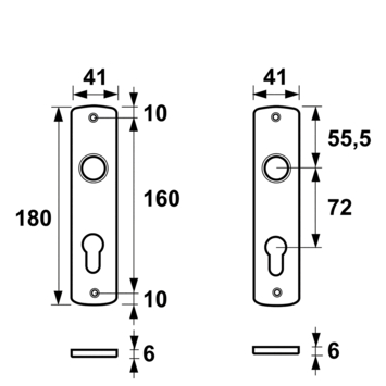 AXA langschild binnendeur aluminium kruk/cilinder 72 mm