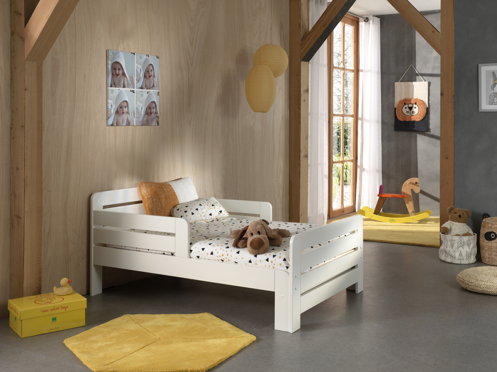 Kinderbett JUMPER - weiß - ausziehbar - 90x140-200 cm