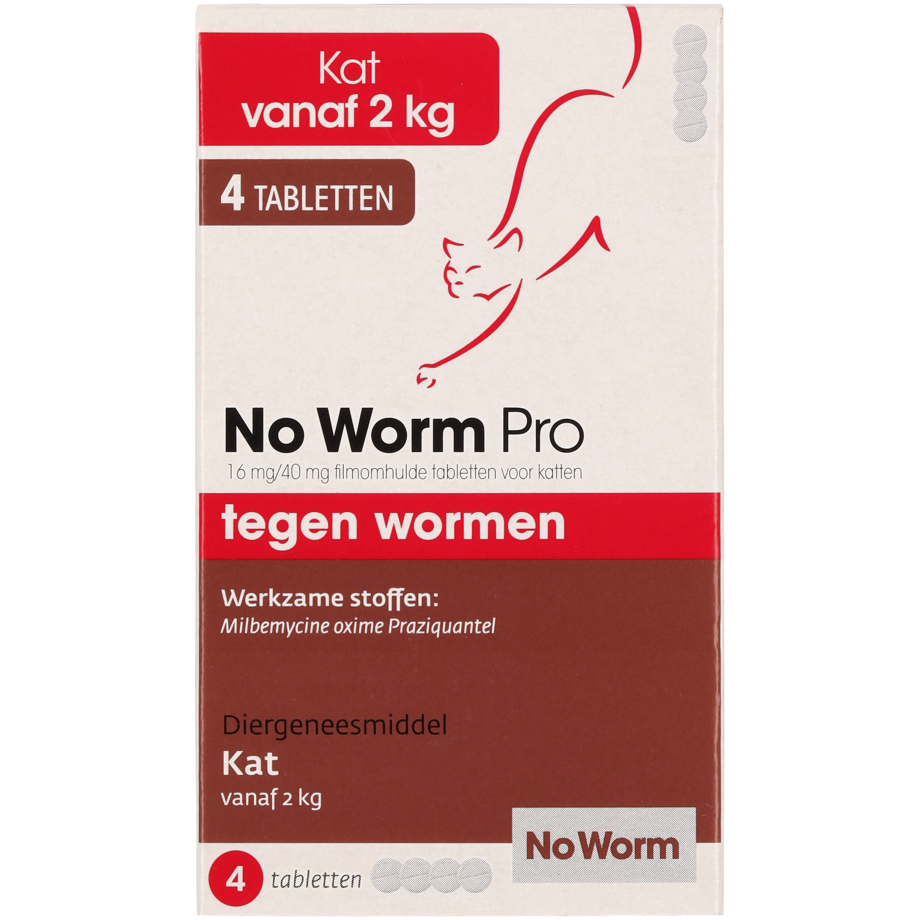 No Worm  Kat vanaf 2kg Tabletten - Wormenmiddel - 4 Stuks