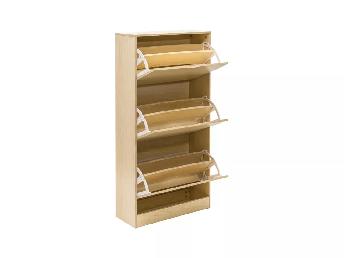 Armoire à Chaussures Rangement Compacte en MDF Beige pour 12 Paires
