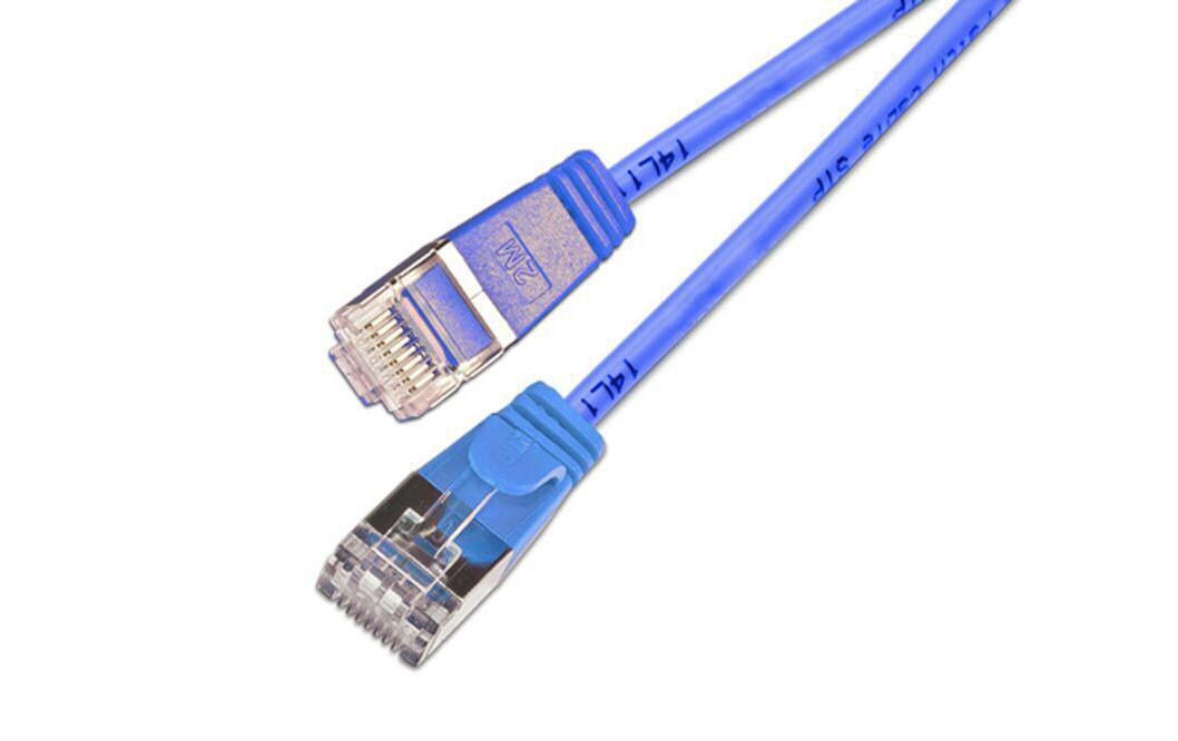 Slimpatchkabel RJ-45 - RJ-45, Cat 6, U/FTP, 7.5 m, BlauGeschirmtes Cat 6 Twisted-Pair-Kabel (U/FTP) mit Klinkenschutz