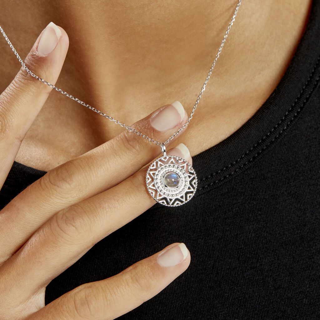Collier Tokyo Argent Blanc Labradorite