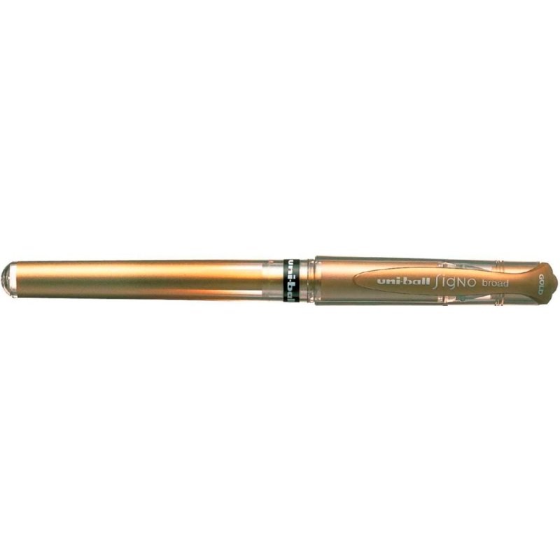 Stylo-bille uniball signo broad écriture large 0.8mm pointe 1mm grip caoutchouc encre gel résistante eau lumière or