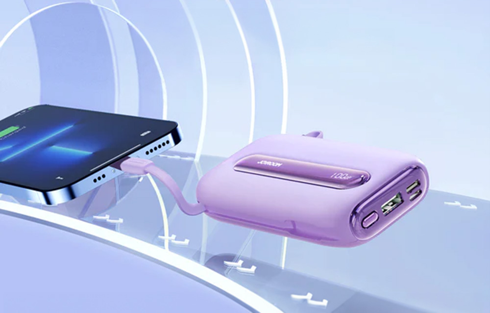 (22.5W) 10000mAh USB A / USB C Powerbank Power Delivery Ladegerät inkl. USB C / Lightning Ladekabel mit LED Anzeige - Schwarz