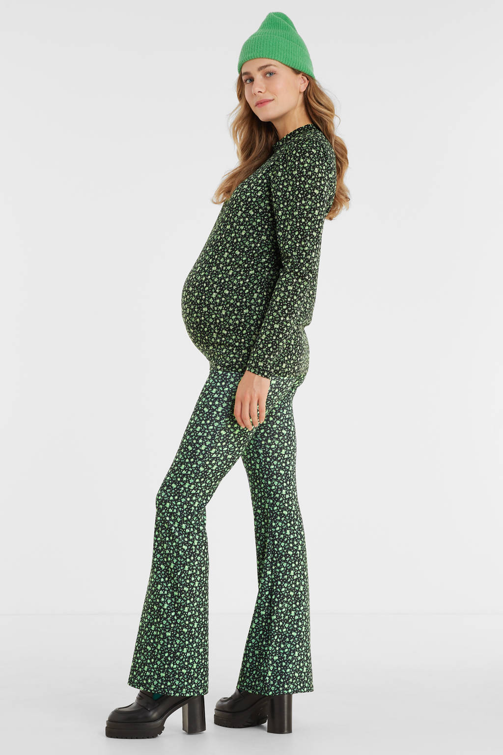 ONLY MATERNITY gebloemde zwangerschapstop OLMPELLA zwart/groen