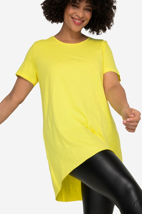 Longshirt, Rundhals, Halbarm, gerundeter Saum