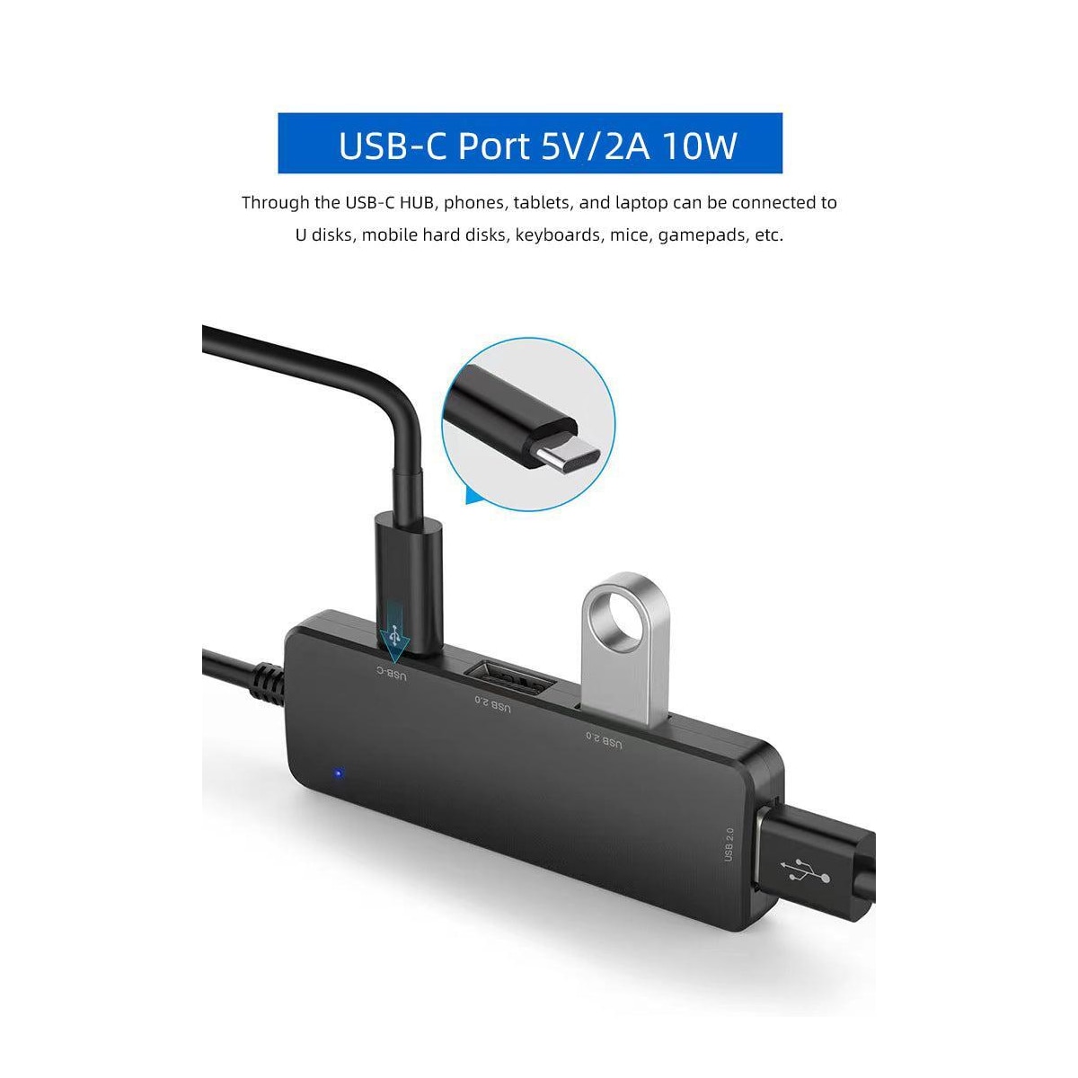 NÖRDIC 4-ports USB-C 2.0 Hub 3xUSB-A 480 Mbps 1xUSB-C 480 Mbps