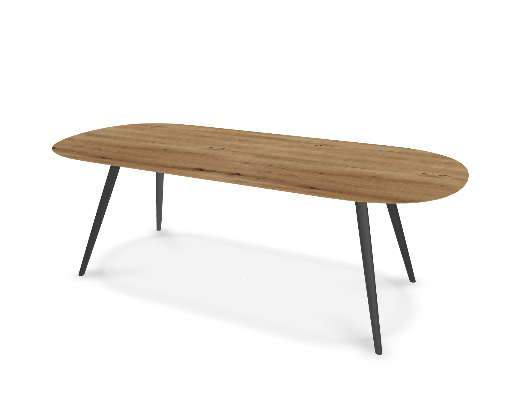 They & Me eettafel Joy – plat ovaal – eiken rustiek olie - onderstel RAL9017 verkeerszwart 220 x 100 x 75 cm | Eiken Rustiek Olie | Verjongde Rand | Frame Verkeerzwart