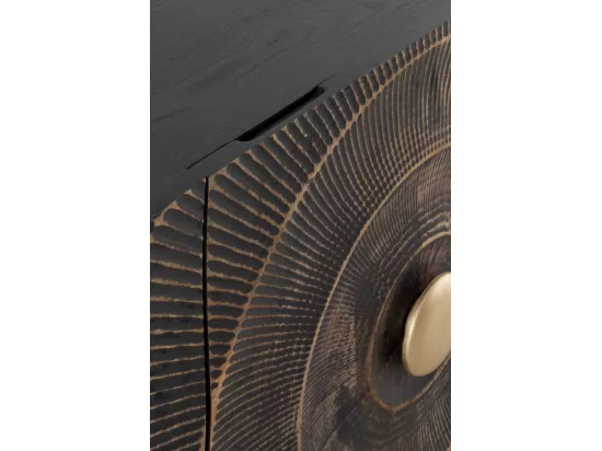 Buffet en bois de manguier et panneaux de fibres, noir